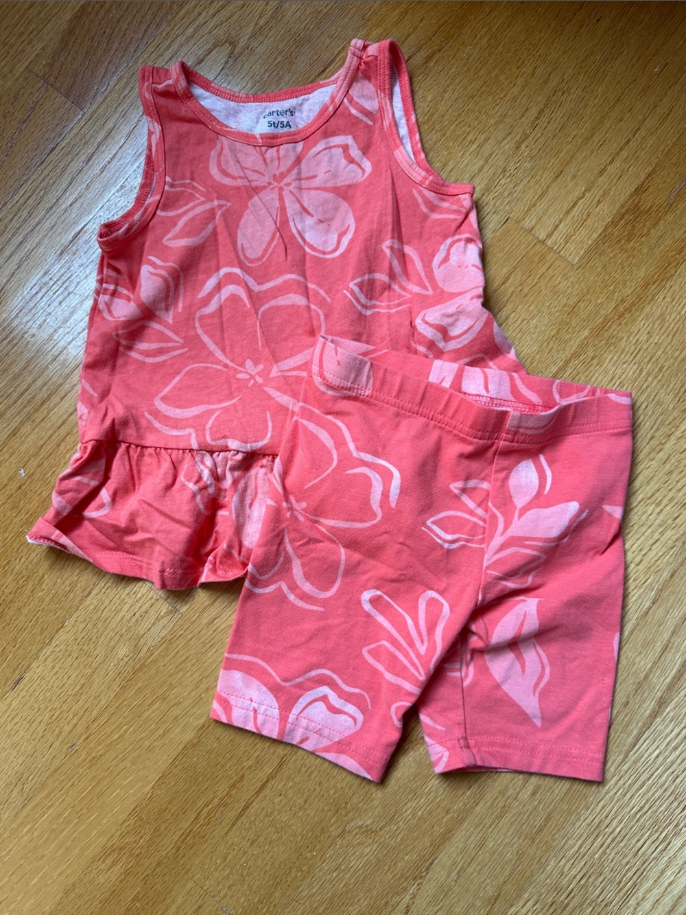 Carter's Coral Floral Tank & Shorts Set